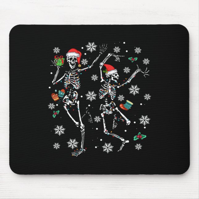 Tapis De Souris Joyeux Noël Noël Squelette Danc (Devant)