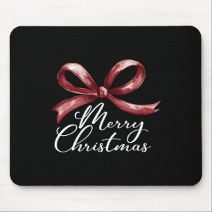 Tapis De Souris Joyeux Noël Rouge Coquette Bow Joyeux Et Lumineux