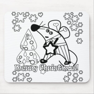 Tapis De Souris Joyeux Noël Symbole du Nouvel An Souris Caricature