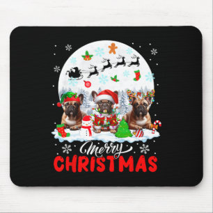 Tapis De Souris Joyeux Noël Trois Père Noël Elf Reindeer French Bu