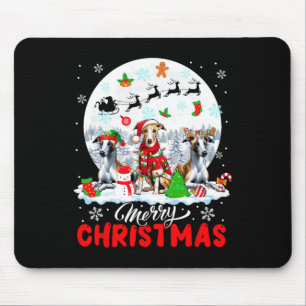 Tapis De Souris Joyeux Noël trois Père Noël Elf Reindeer Whippets