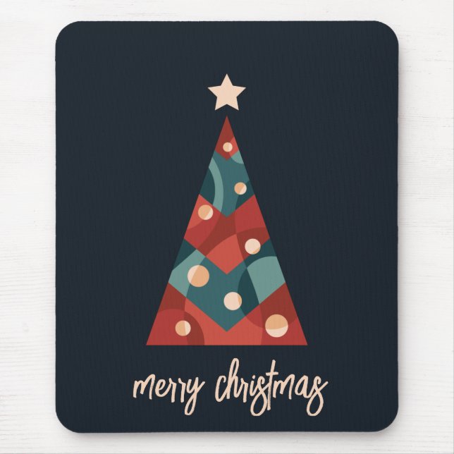 Tapis De Souris Joyeux Noël vacances art saisonnier xmas arbre (Devant)