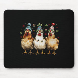 Tapis De Souris Joyeux poulets de Noël Drôle poulet de Noël Mo