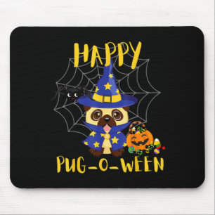 Tapis De Souris Joyeux Pug-O-Ween Drôle de Chien Pug Halloween