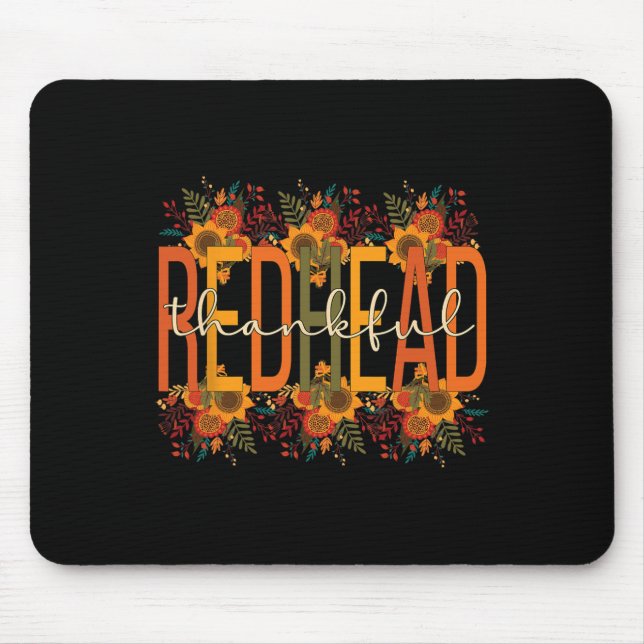Tapis De Souris Joyeux rousse Thanksgiving Femme rousse (Devant)