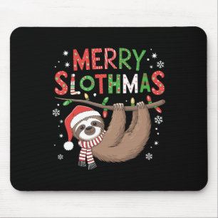 Tapis De Souris Joyeux Slothmas Santa Hat Pyjamas Filles d'Amoureu