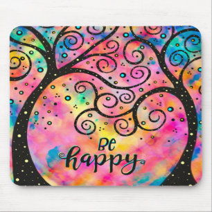 Tapis De Souris Joyeux Soyez Heureux Amusants Inspiriity Rose