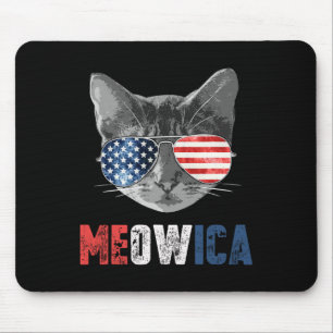 Tapis De Souris Juillet Chemise Meowica Chat Drapeau Américain
