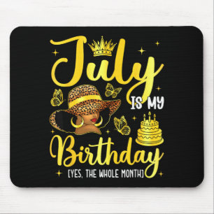 Tapis De Souris Juillet Fille Noire Anniversaire Femme Afro Mois A