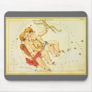 Tapis De Souris Jumeaux de la constellation vintage de Gemini Uran