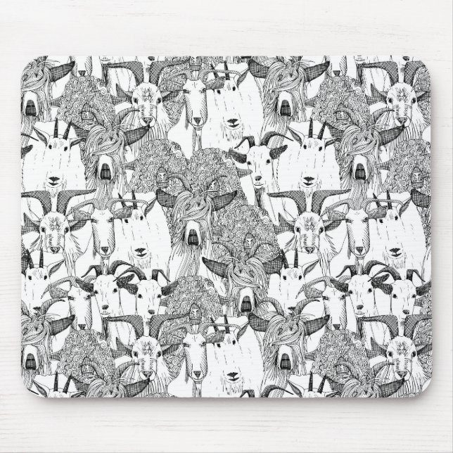 Tapis De Souris juste blanc noir de chèvres (Devant)