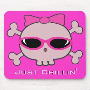 Tapis De Souris Juste crâne rose de bande dessinée de Chillin av