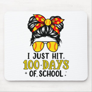 Tapis De Souris Juste Frapper Joyeux 100 Jours D'école Softball Co