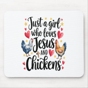 Tapis De Souris Juste Une Fille Qui Aime Jésus Et Poulet Agritouri