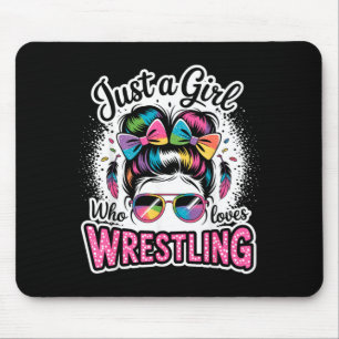 Tapis De Souris Juste une fille qui aime la lutte Lutteur Combatta
