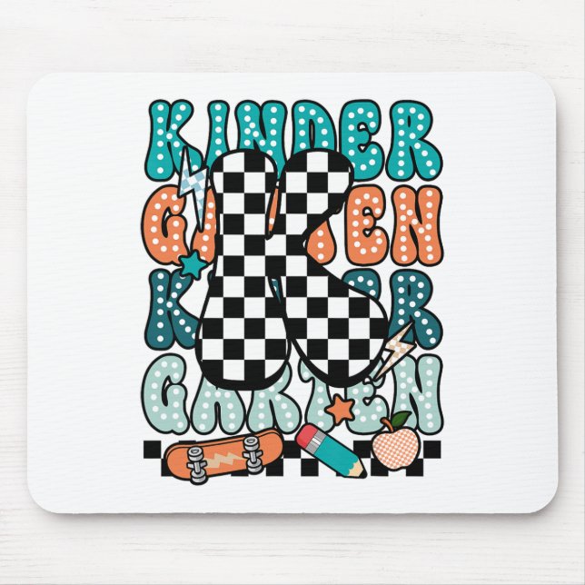 Tapis De Souris K Kindergarten Teacher Checkered Back To School Ki (Devant)