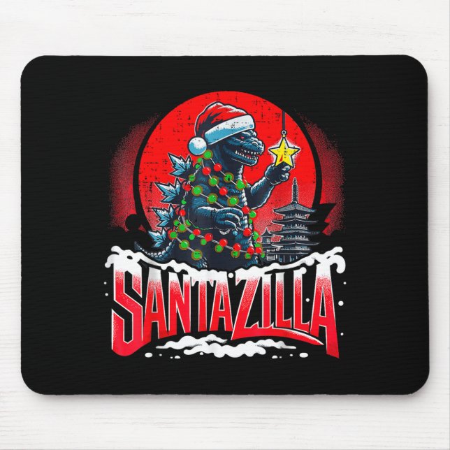 Tapis De Souris Kaiju Christmas Santazilla Japanese Monster Dinosa (Devant)