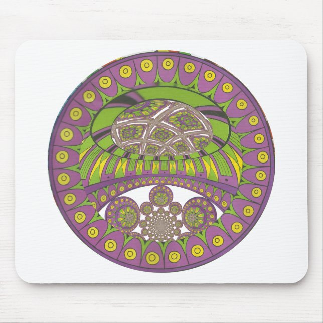 Tapis De Souris Kaleidoscope africain violet et jaune traditionnel (Devant)