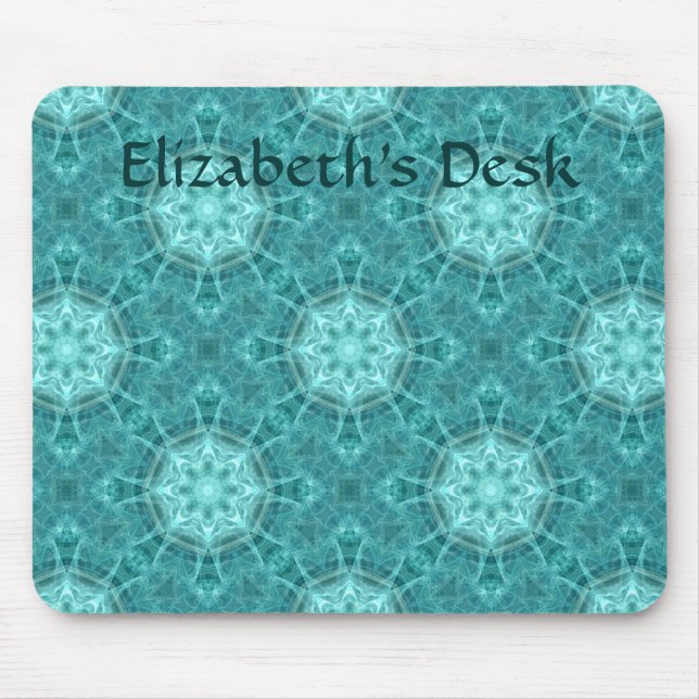 Tapis De Souris Kaléidoscope fractal Aqua (Devant)