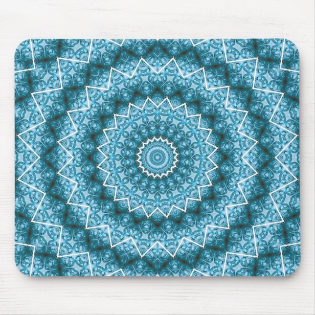 Tapis De Souris Kaleidoscope / Mandala bleu clair (Devant)