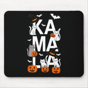 Tapis De Souris Kamala Halloween Chat Citrouille sorcière Casquett