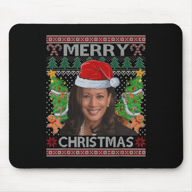 Tapis De Souris Kamala Harris Joyeuse chemise de Noël femme laide  (Devant)