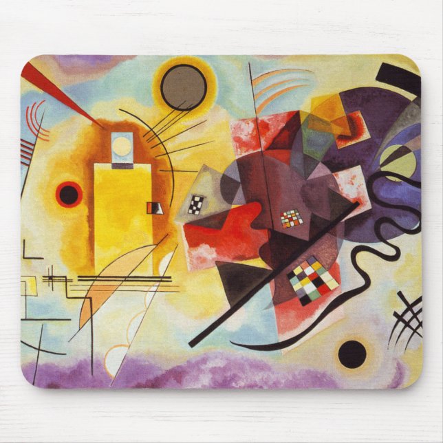 Tapis De Souris Kandinsky Rouge Jaune Bleu Abstrait peinture (Devant)