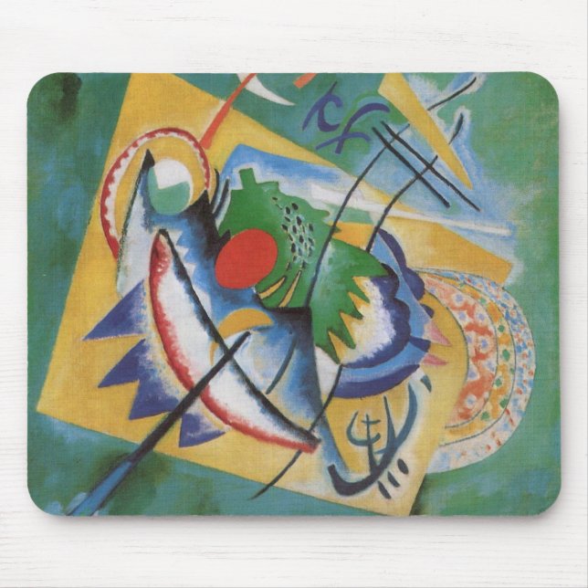 Tapis De Souris Kandinsky rouge ovale Abstraite oeuvre d'art vert  (Devant)