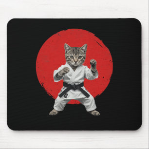 Tapis De Souris Karate Cat Black Belt Funny Martial Arts Judo Japa
