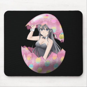 Tapis De Souris Kawaii Anime Girl Bunny de Pâques Oeuf mignon Waif