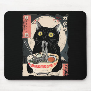Tapis De Souris Kawaii Chat Manger Ramen nouilles Amusant Anime Ca