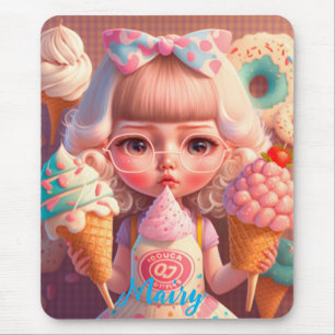 Tapis De Souris Kawaii fille mignonne avec des glaces