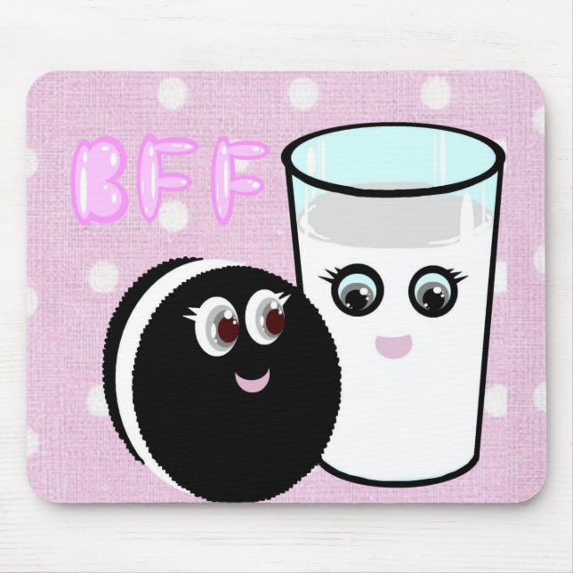 Tapis De Souris Kawaii meilleurs amis pour toujours lait et biscui (Devant)
