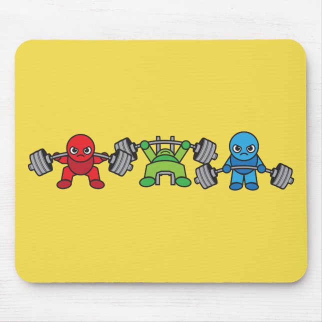 Tapis De Souris Kawaii Powerlifter - Squat, Presse À Banc, Deadlif (Devant)