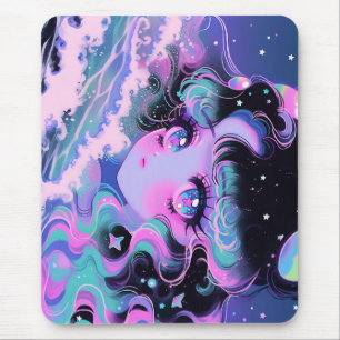 Tapis De Souris Kawaii Star-Sea Girl sous des vagues cosmiques