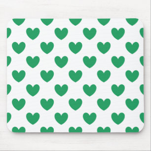 Tapis De Souris Kelly Coeurs polka vert sur blanc