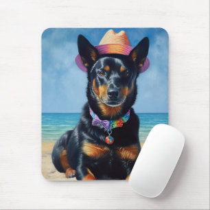 Tapis De Souris Kelpie australienne sur la plage, cadeau d'été amo