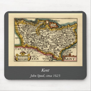 Tapis De Souris Kent Comté Angleterre Ancien Antiquaire John Carte