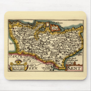 Tapis De Souris Kent Comté Angleterre Ancien Antiquaire John Carte