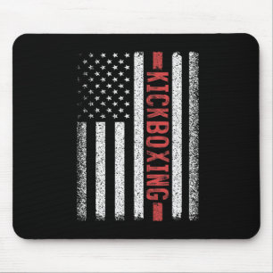 Tapis De Souris Kickboxing Drapeau Américain 4 Juillet Kickboxeur