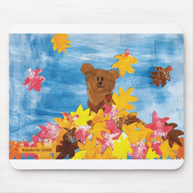 Tapis De Souris KidsArt pour CHOC - Leaves automne Ours (Devant)
