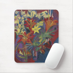 Tapis De Souris Kirchner Expressionniste Lys Orange Vibrants Art
