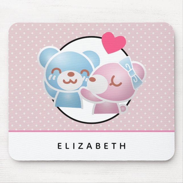 Tapis De Souris Kissing Bears mignon et Kawaii (Devant)