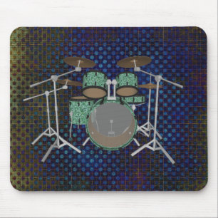 Tapis De Souris Kit de tambour 5 pièces - Fûts verts personnalis