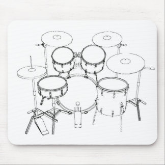 Tapis De Souris Kit de tambour de 5 morceaux : Dessin noir et