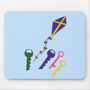 Tapis De Souris Kite and Keys Whimsical Cartoon Art