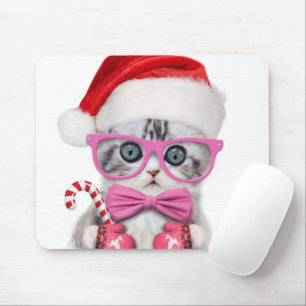 Tapis De Souris Kitten en casquette de Noël