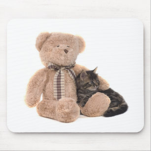 Tapis De Souris kitten in the arms of a teddy bear