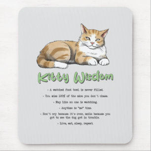 Tapis De Souris Kitty Wisdom - Règles de chats amusantes avec un c