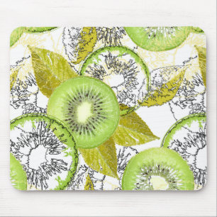 Tapis De Souris Kiwi, fruité, vert et blanc, frais, juteux, blanc